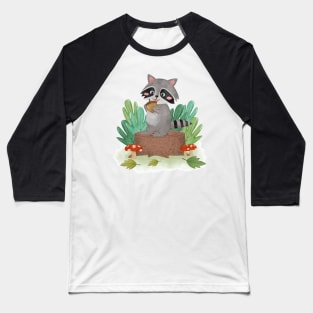 Raccoon Painting Forest Baseball T-Shirt